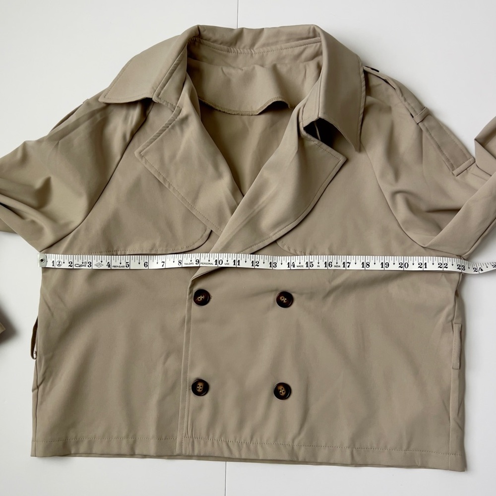 Women's Tan Double-Breasted Jacket - Picture 4 of 5